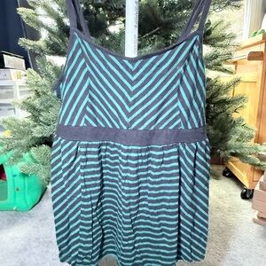 Torrid Teal and Black Striped Babydoll Tank